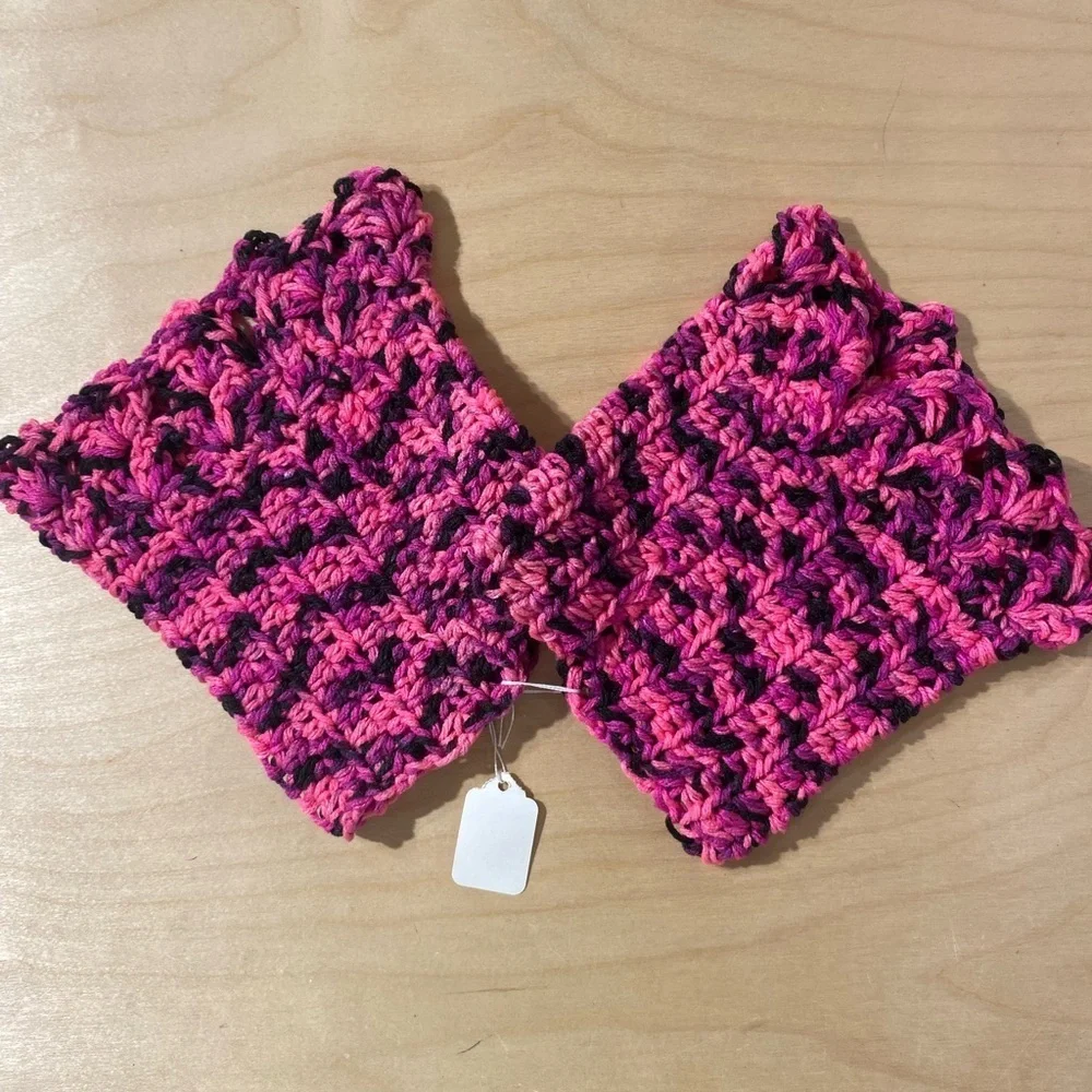 Pink and Black Crochet Boot Toppers (OT)